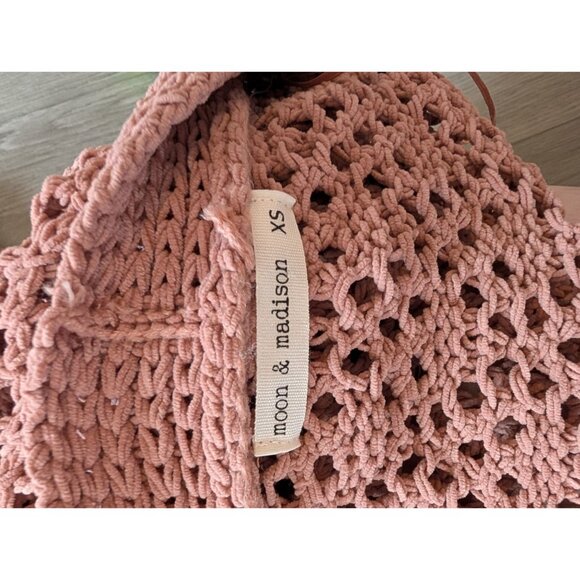 Crochet Open-Front Cardigan Sweater By Moon & Madison XS Womens Knitwear Pink - Picture 4 of 4